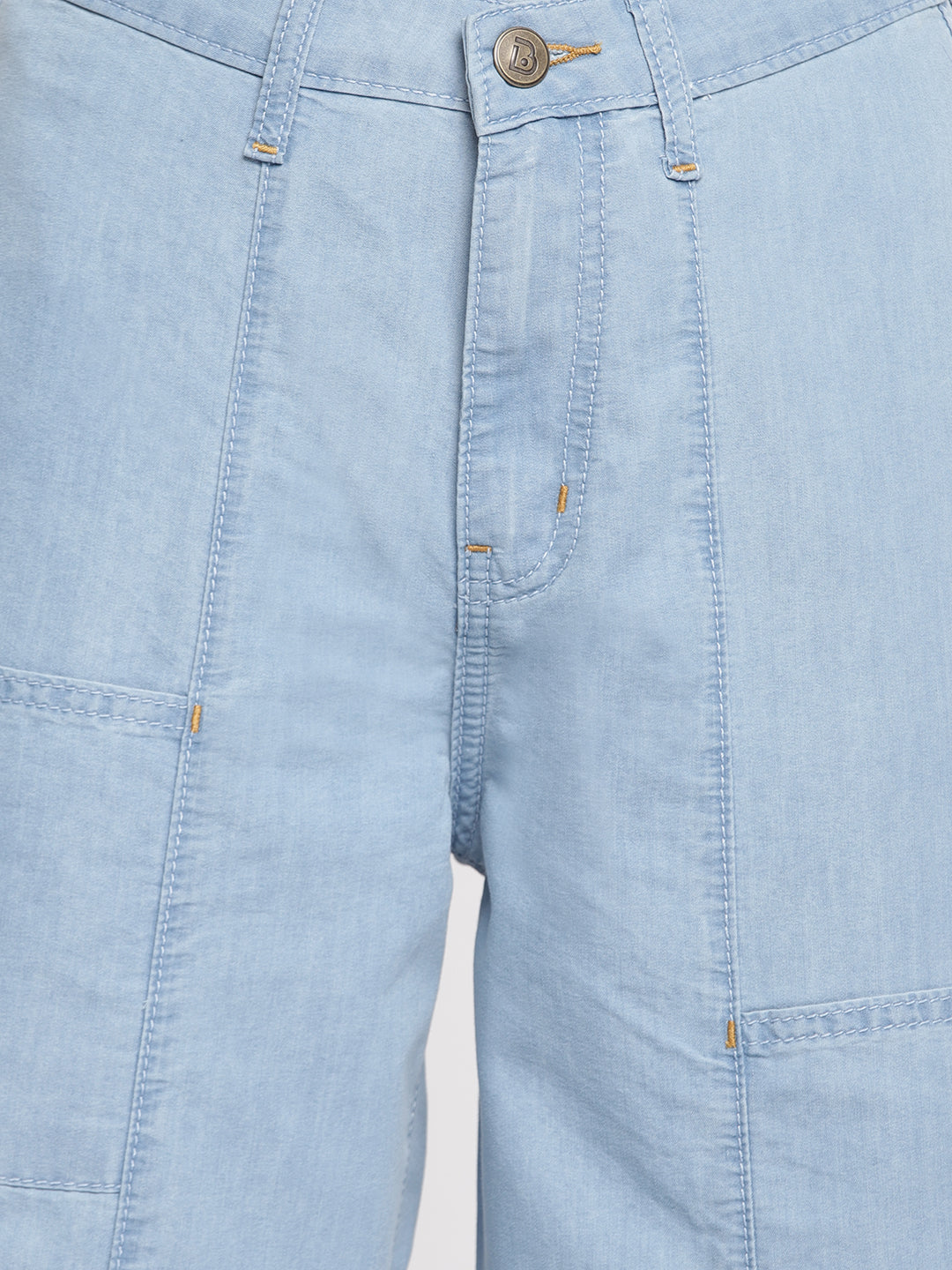 Women Light Blue Asymmetrical Slouchy Fit Front Pockets Denim Jeans