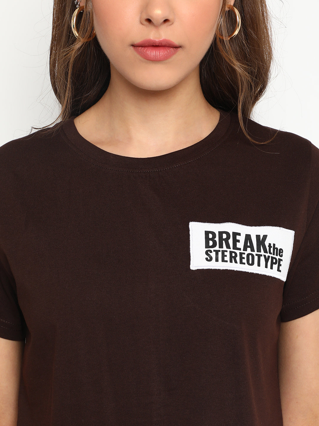 Women Brown Printed T-shirt