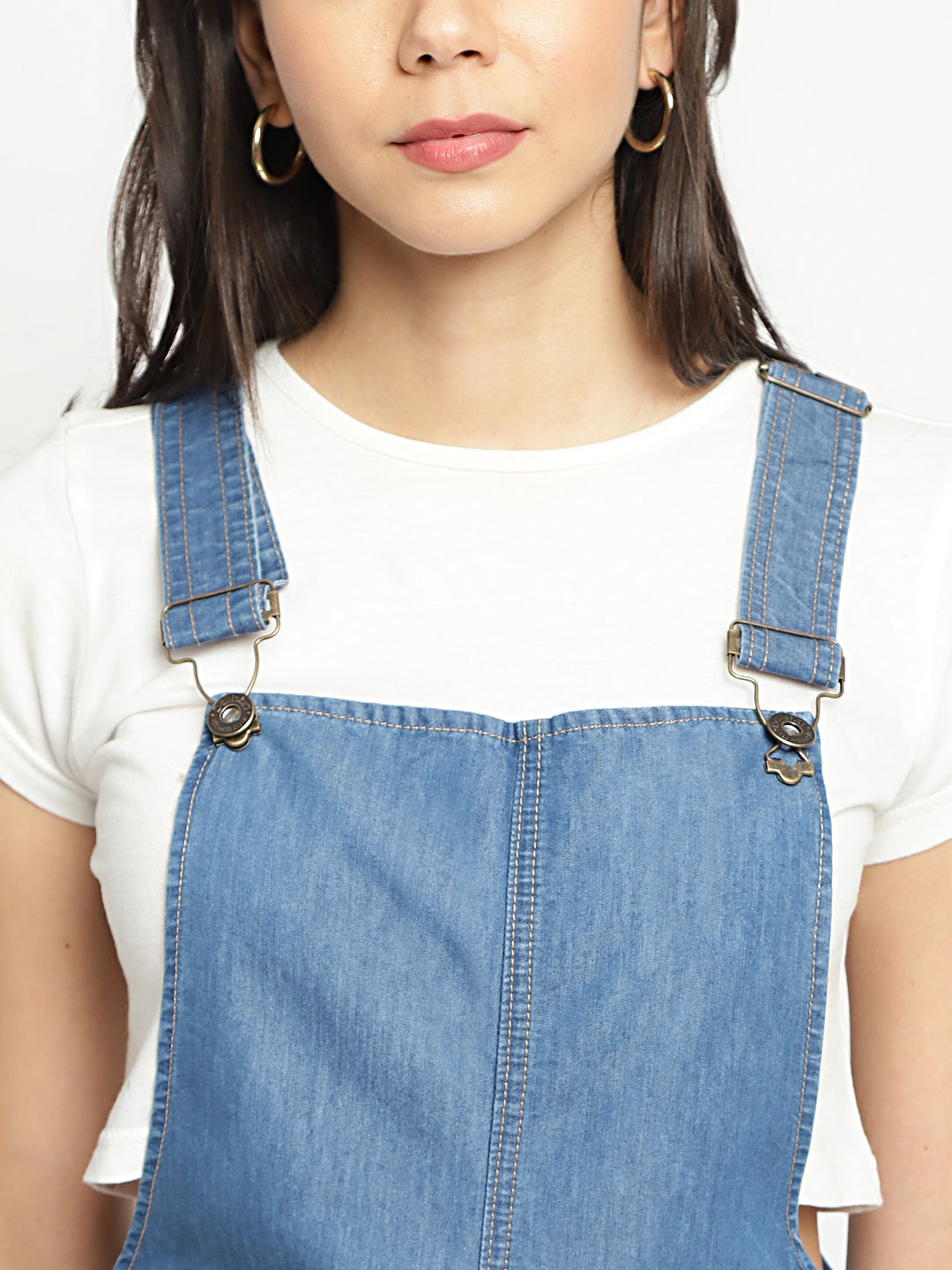 Women Dark Blue Hot Short Denim Dungaree