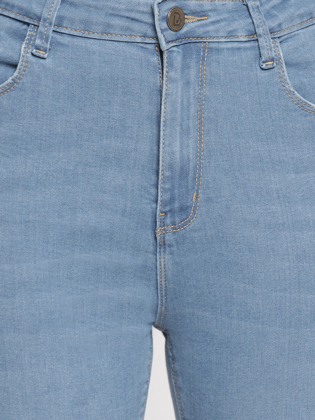Women High Waist Light Blue Super Skinny Denim Jeans