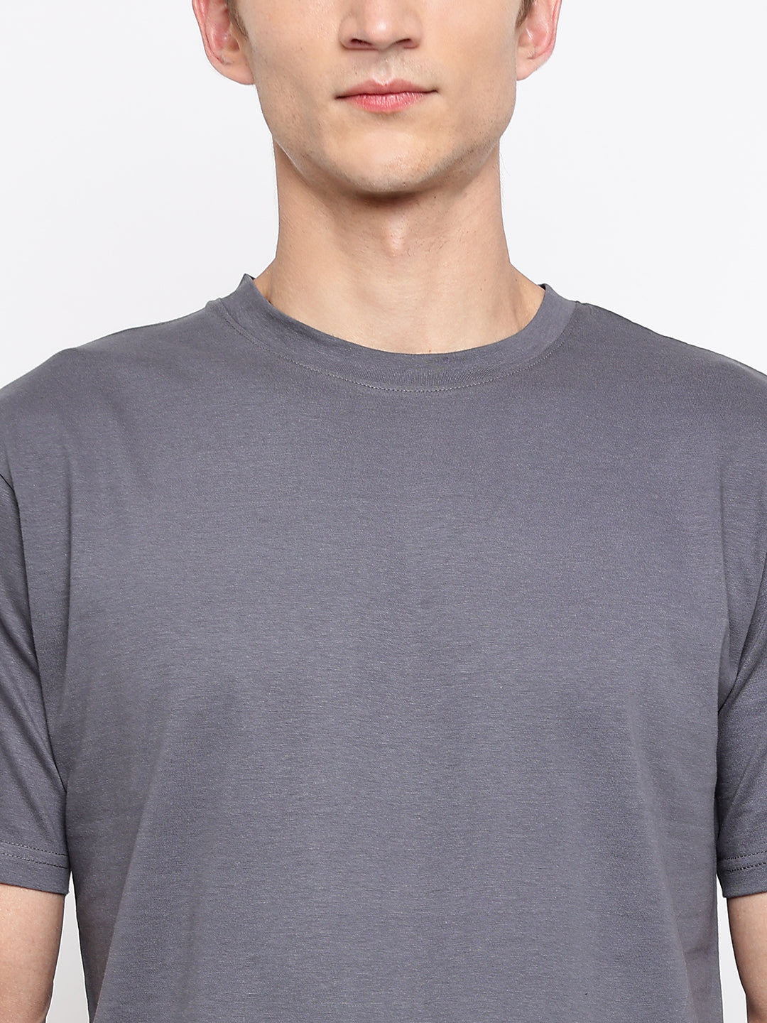 Men Grey Printed Cotton T-shirt