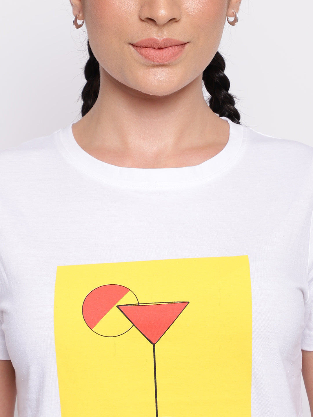 White Cotton Printed T-shirt