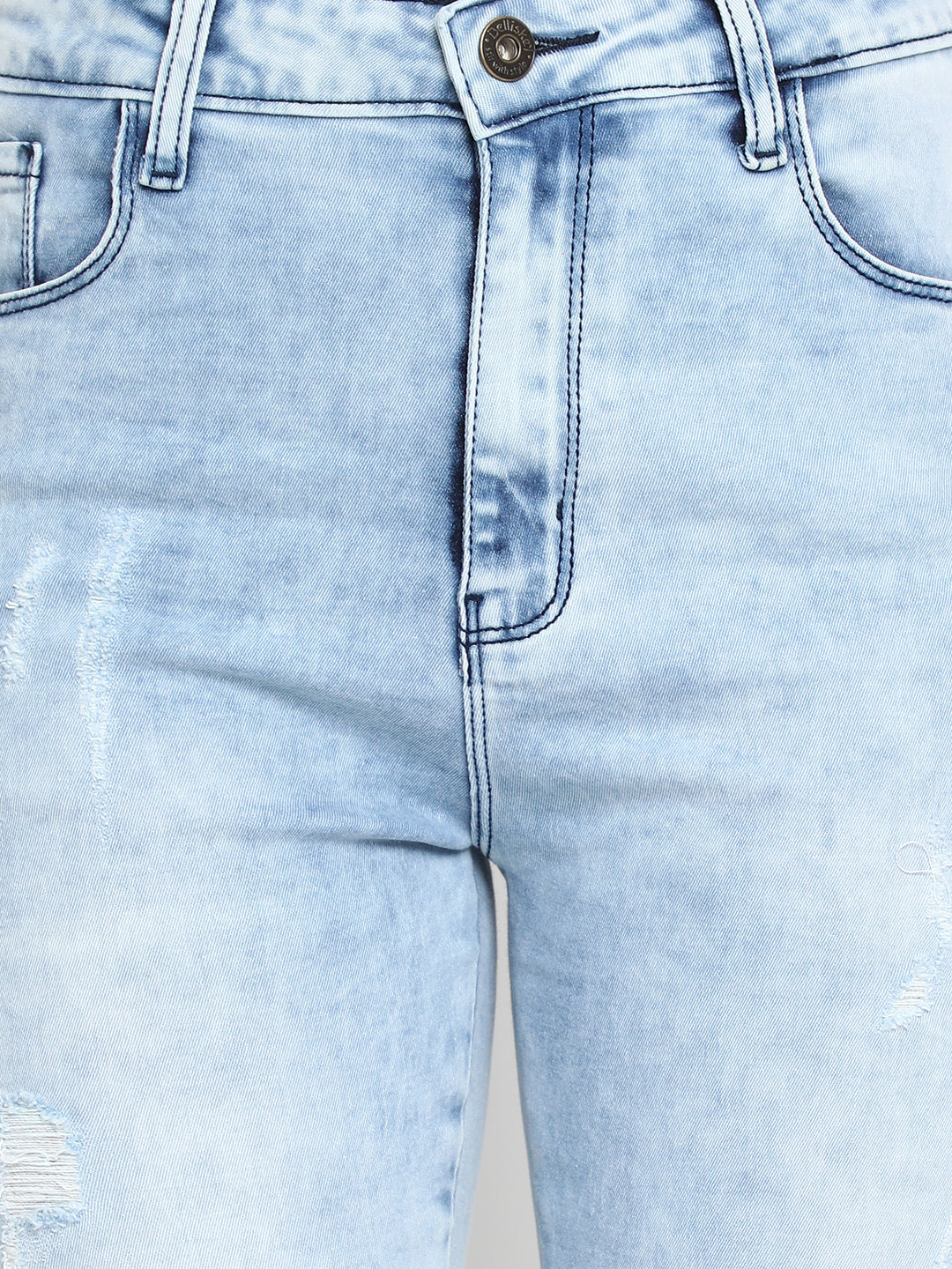 Neon Tape Distressed Skinny Fit Jeans