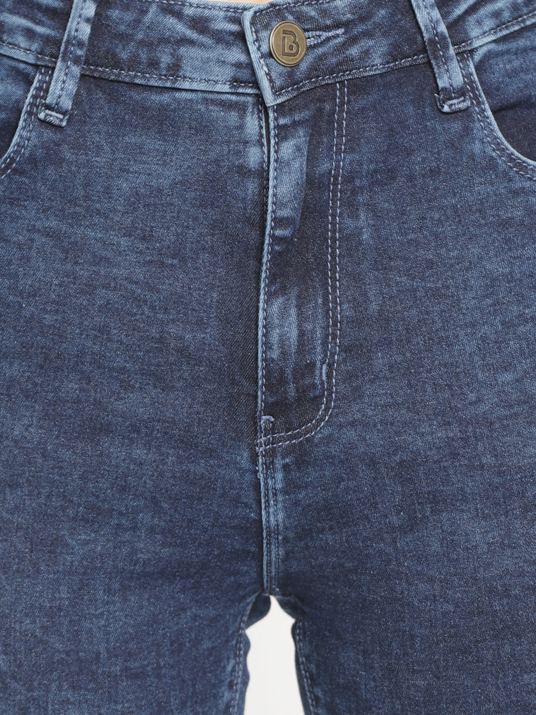 Women High Waist Mid Blue Super Skinny Denim Jeans