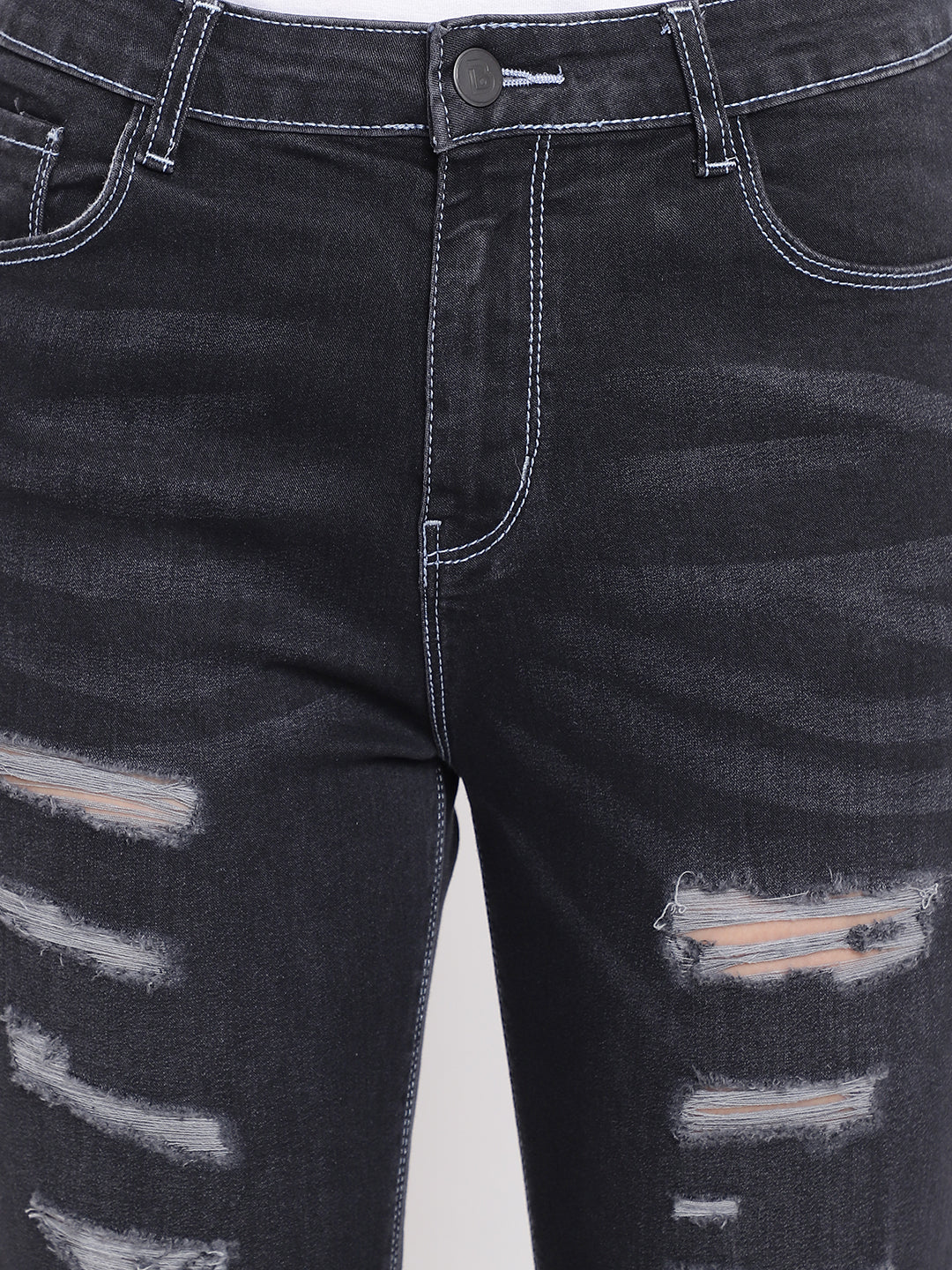 Distressed Black Denim Jeans