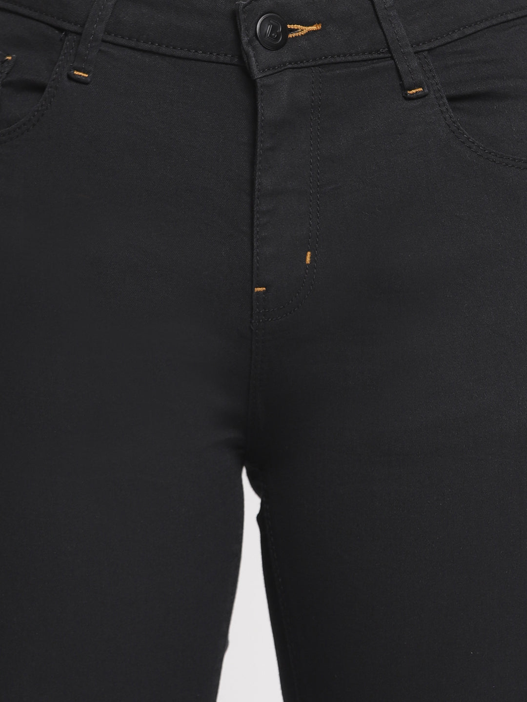 Women Mid Waist Black Super Skinny Jeans