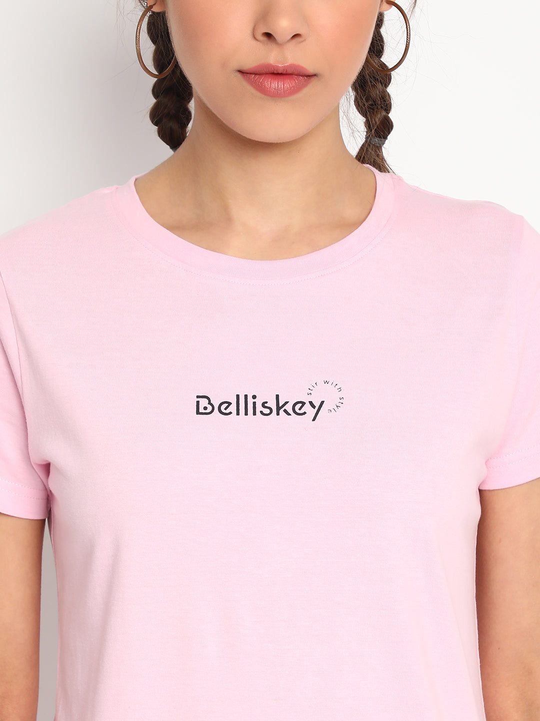 Pink Printed Cotton T-shirt