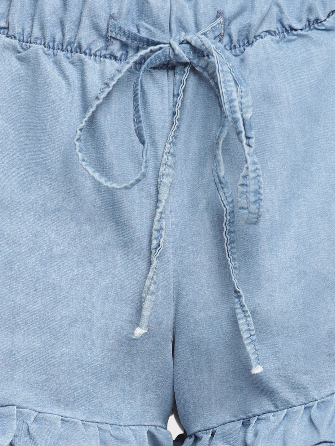 Women Mid Waist No Pockets Denim Shorts