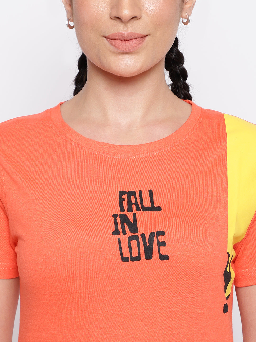 Peach Cotton Printed T-shirt