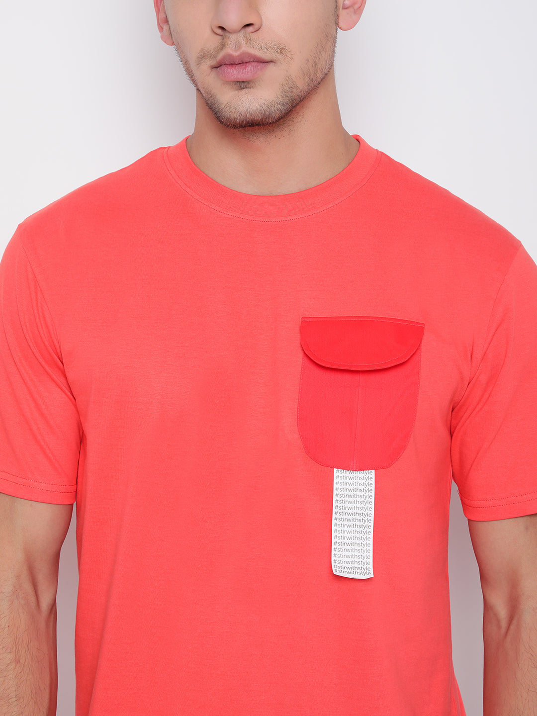 Men Peach Flap Pocket T-shirt