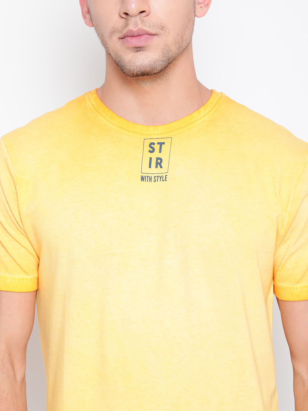 Men Yellow Typography Print T-shirt