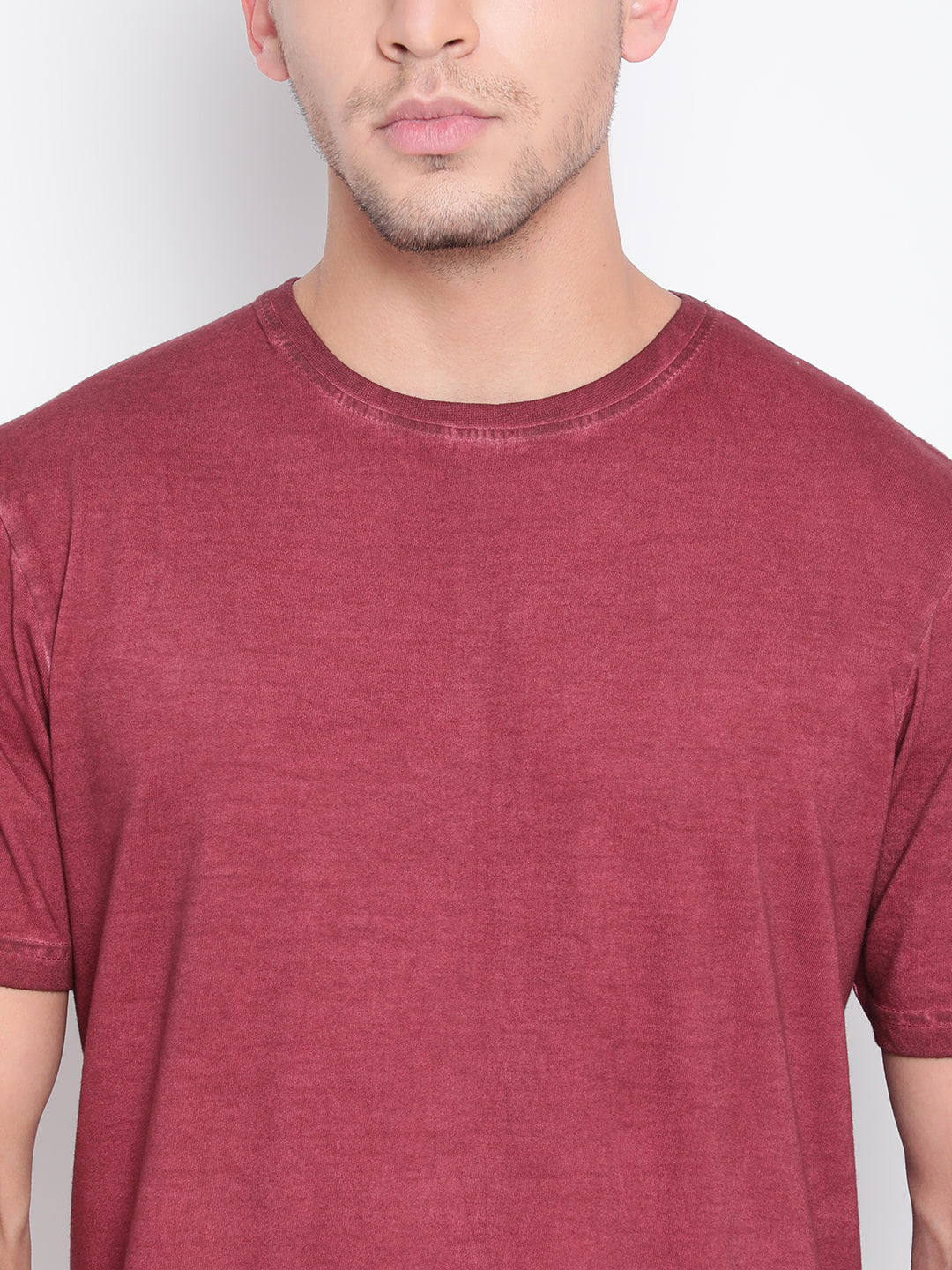 Men Maroon Cotton T-shirt