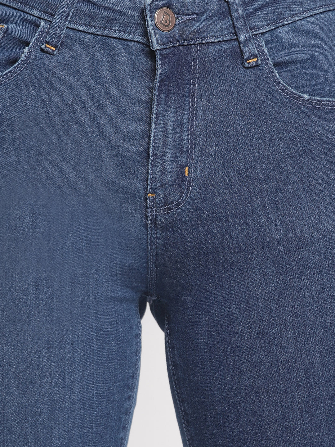Women Mid Waist Mid Blue Super Skinny Jeans
