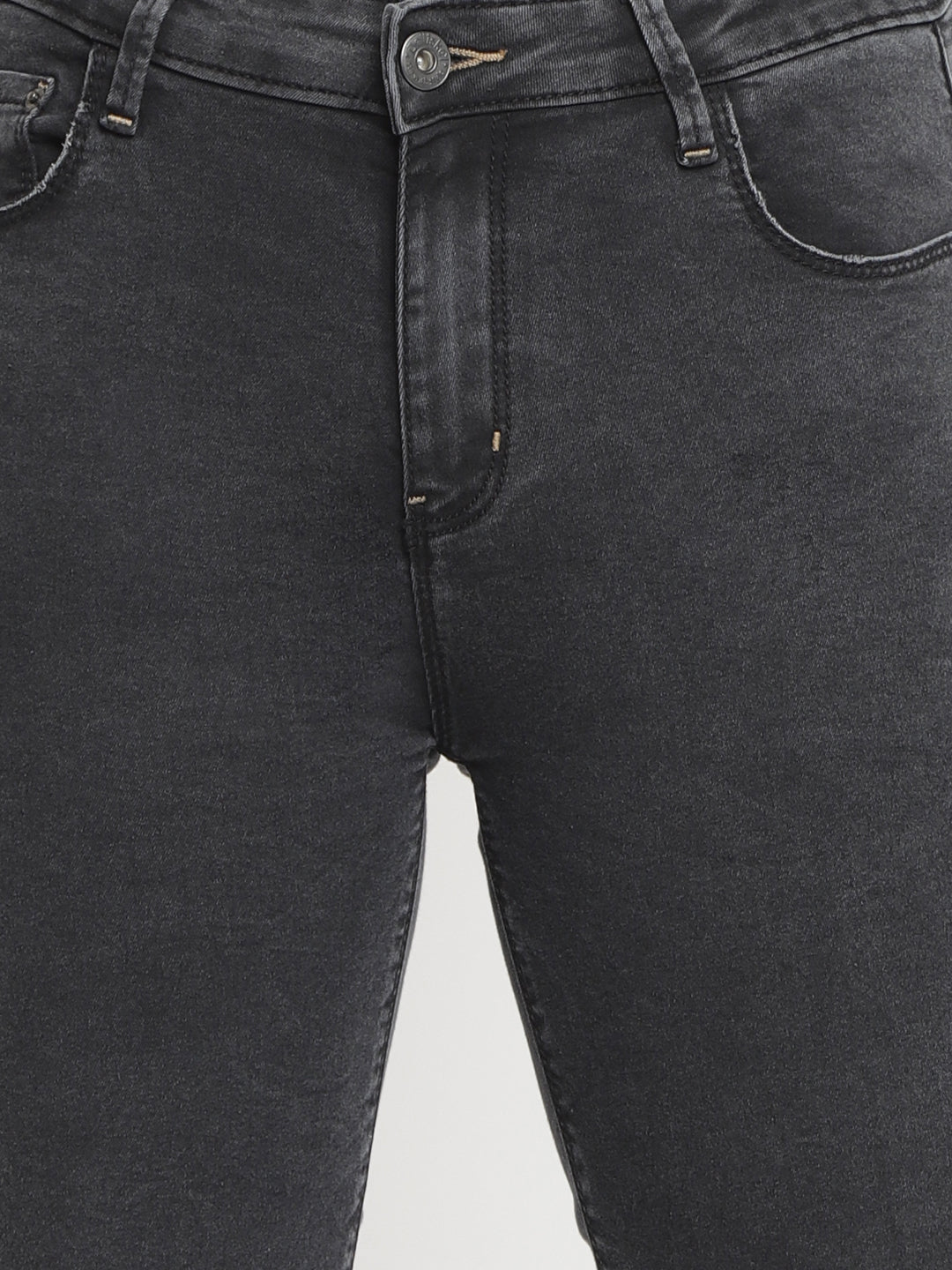 Women Mid Waist Black Slim Fit Denim Jeans