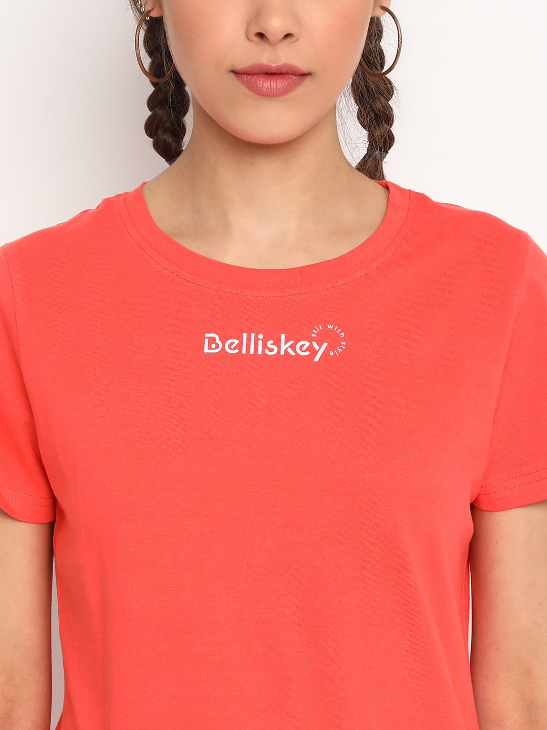 Women Peach Typography Print T-shirt