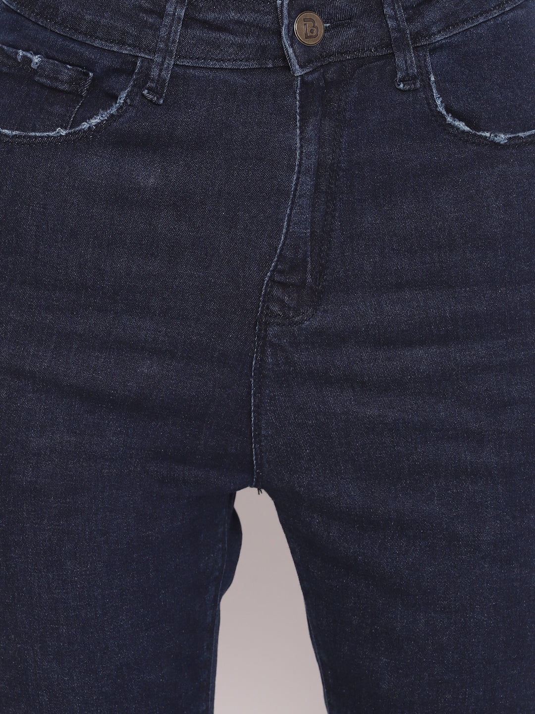 Women Super High Waist Skinny Fit Dark Blue Side Tape Denim Jeans
