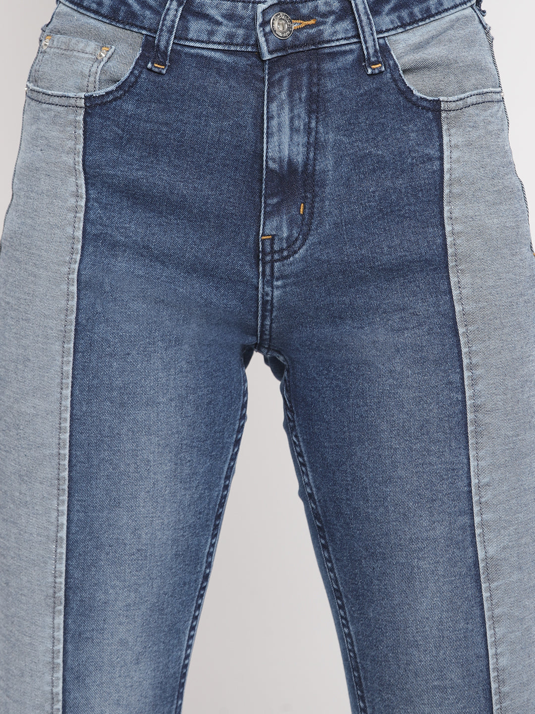 Tapered Cut And Sew Jeans