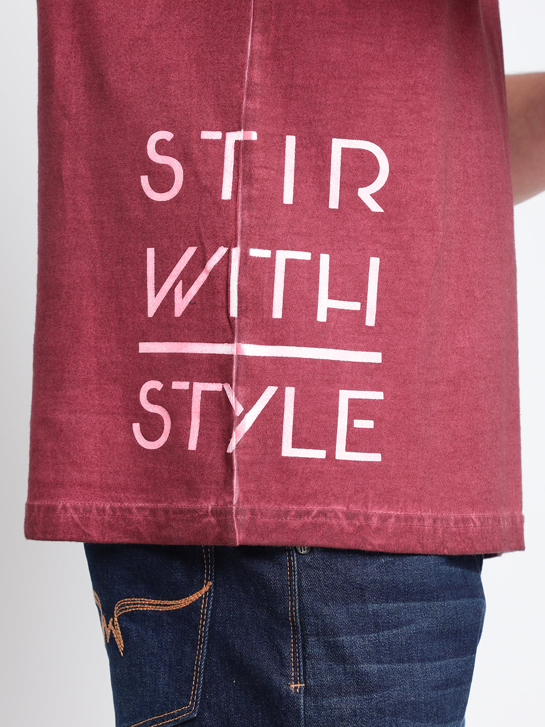 Men Maroon Cotton T-shirt