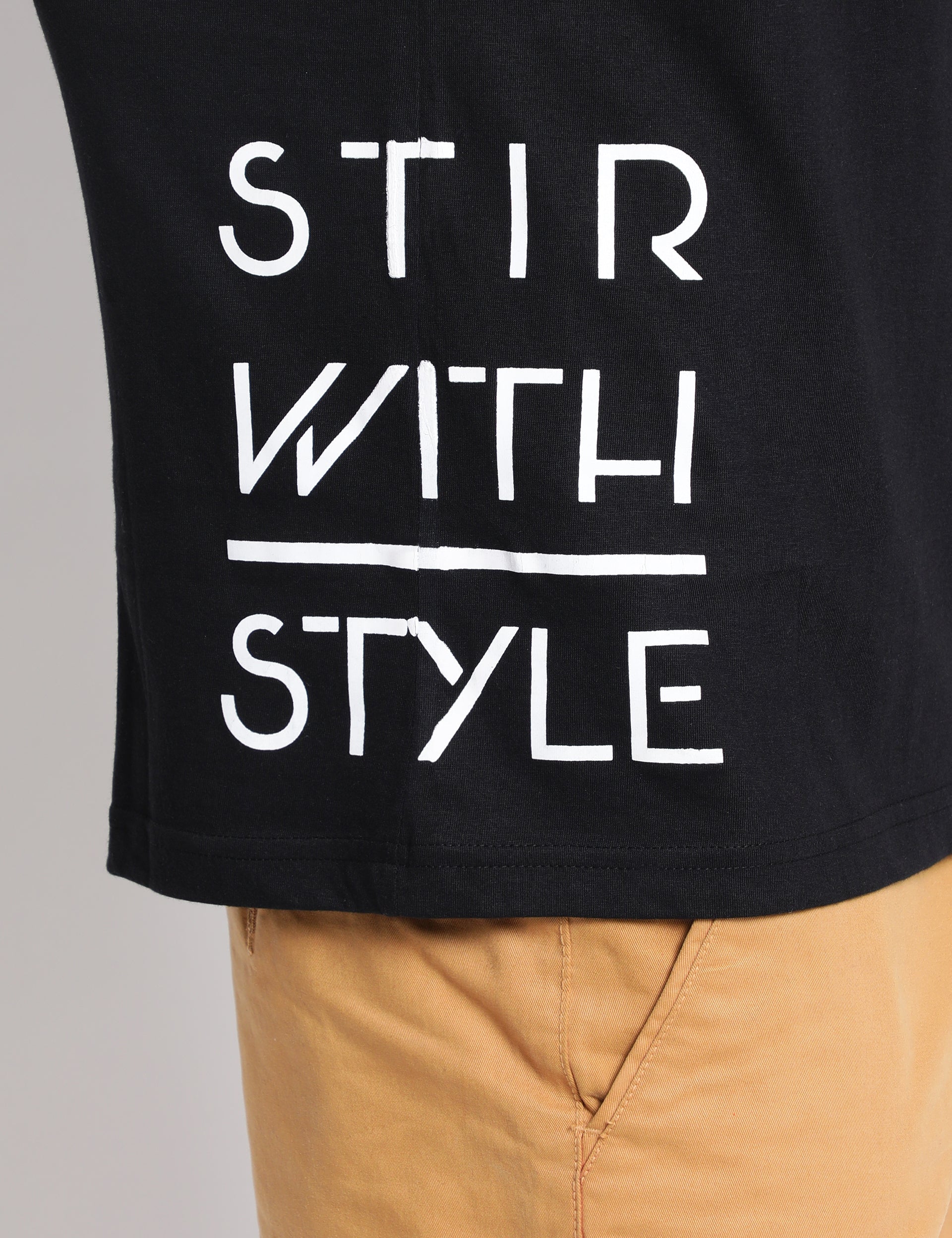 Men Black Cotton T-shirt