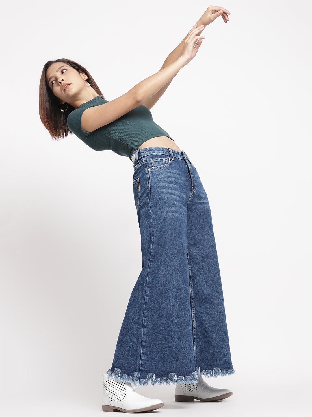 Raw Hem Flared Jeans