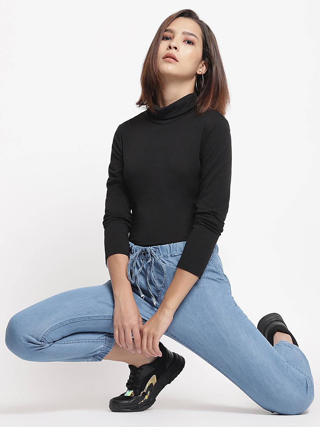 Women Light Weight Elasticated Denim Joggers