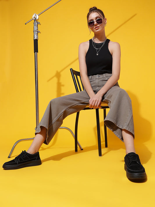 Light Olive Flared Fit Jeans