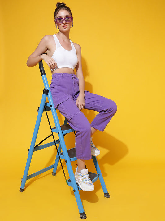 Purple Denim Straight Fit Jeans