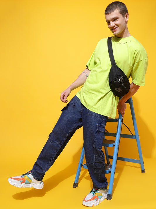 Mid Blue Cargo Fit Jeans
