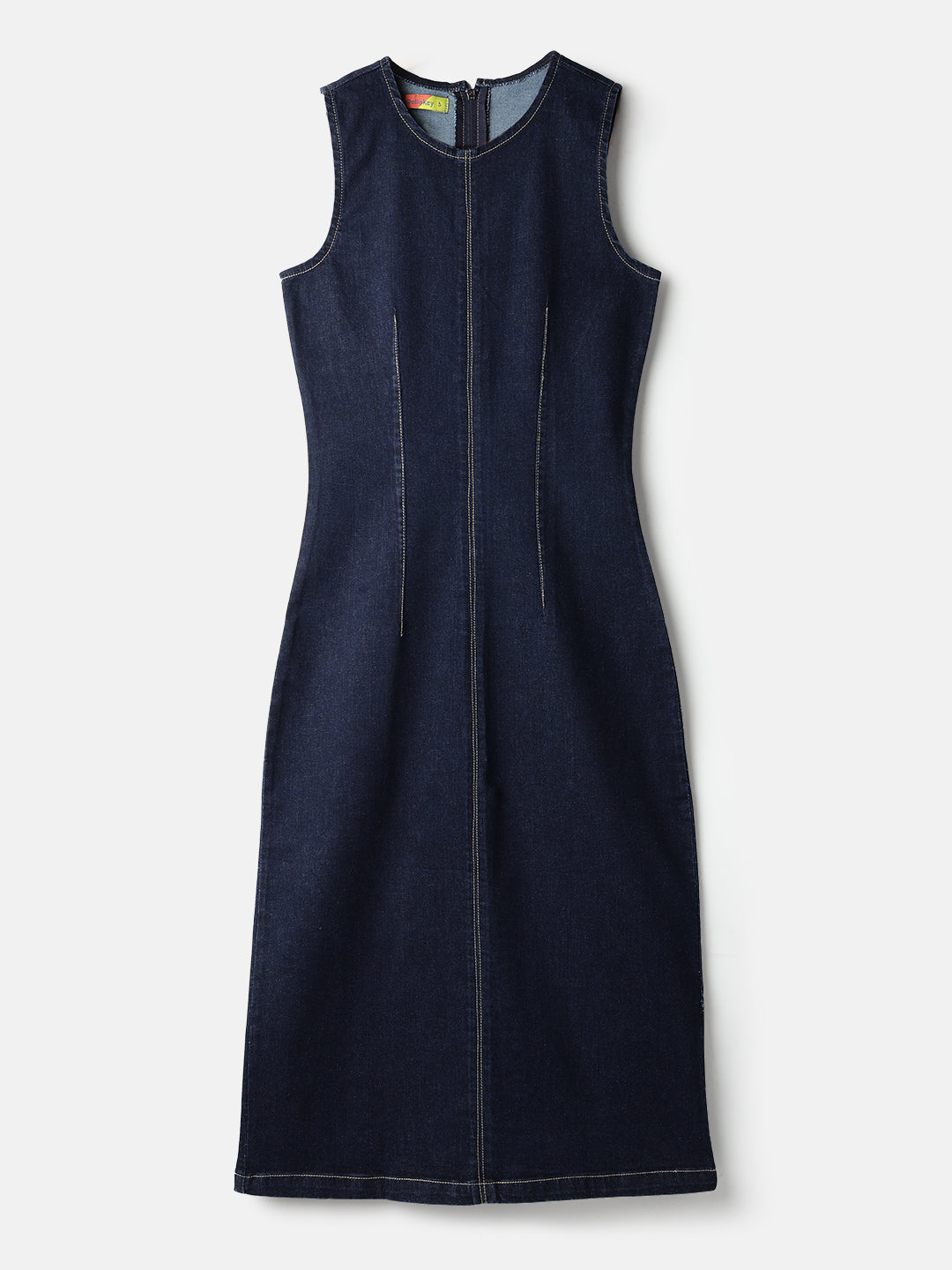 Dark Blue Denim Midi Dress