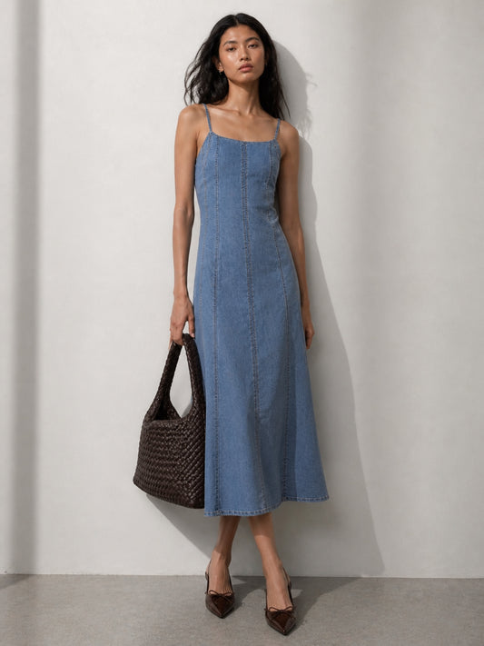 Blue Denim Midi Dress