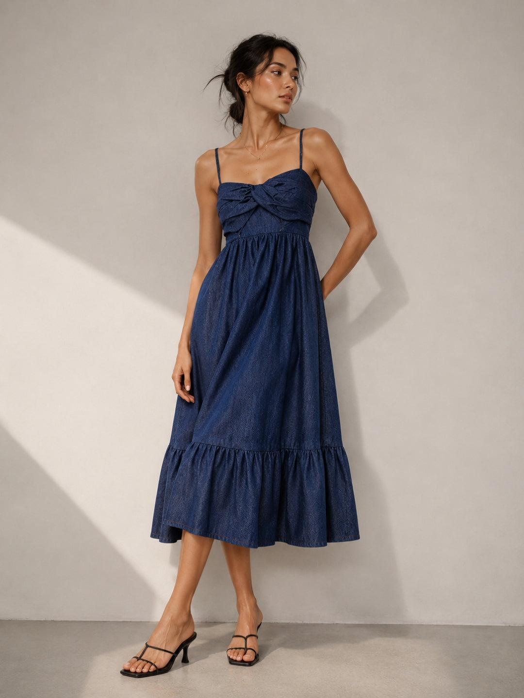 Dark Blue Denim Maxi Dress