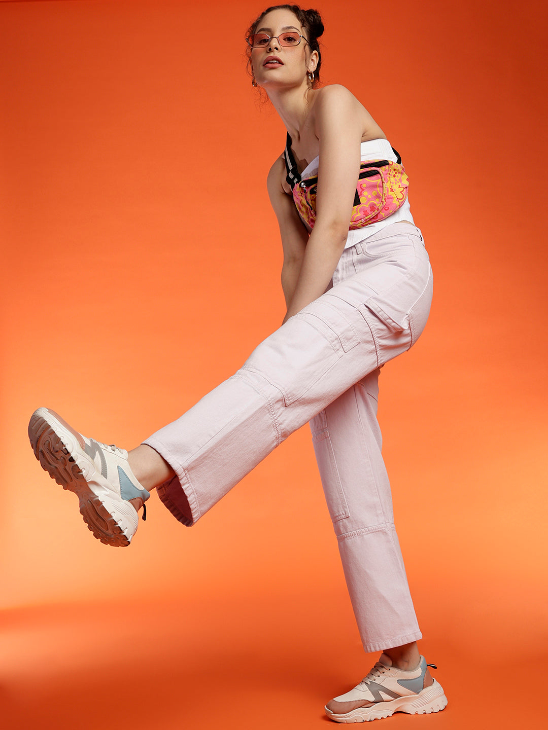 Baggy Cargo Fit Light Lilac Jeans