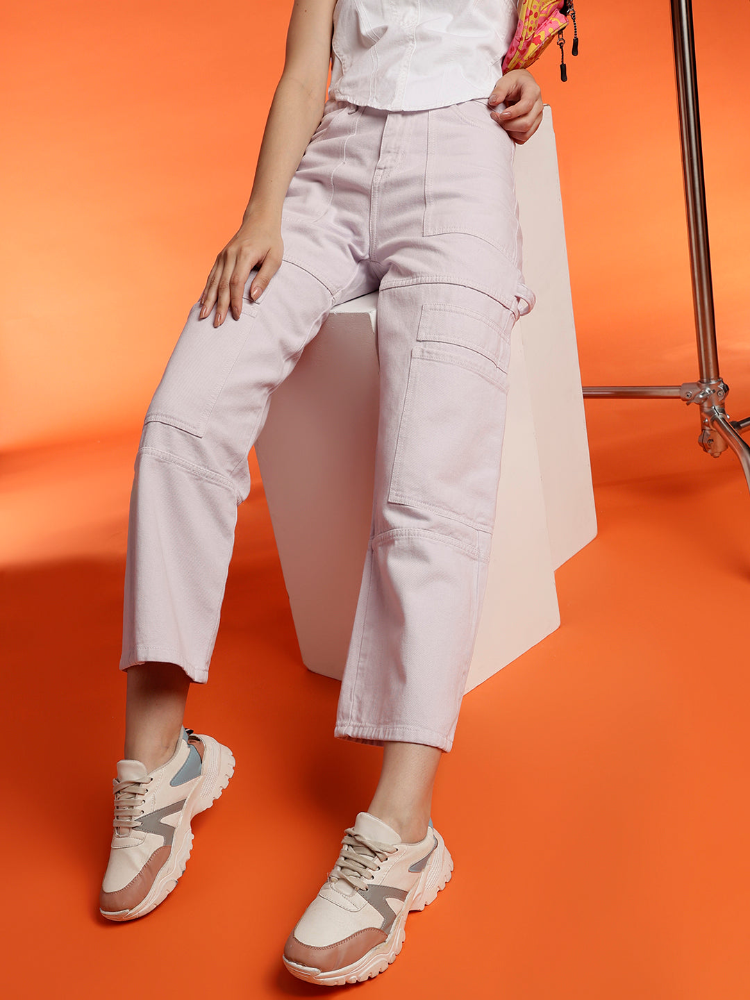Baggy Cargo Fit Light Lilac Jeans