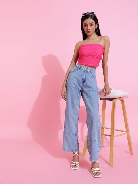 Light Blue Baggy Fit Denim Jeans