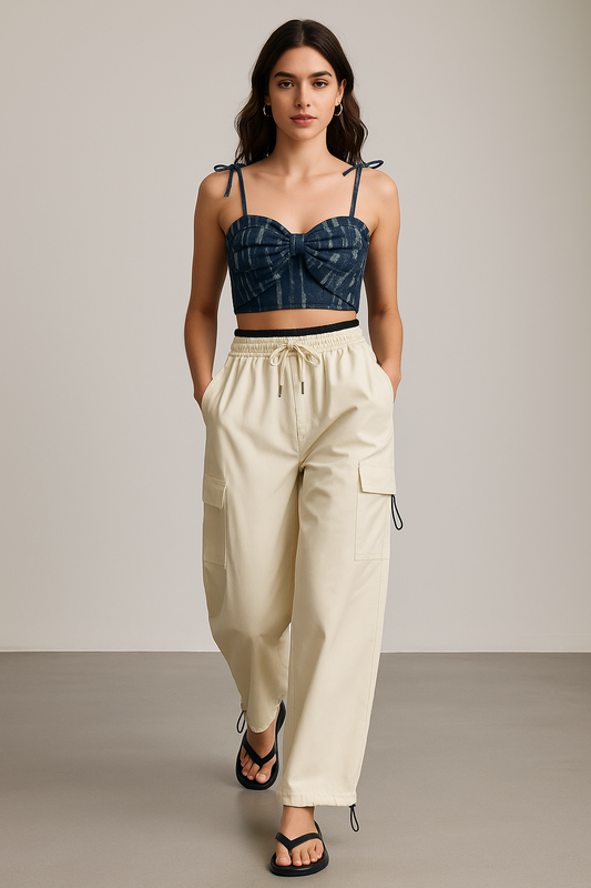 Dark Blue Denim Sleeveless Top