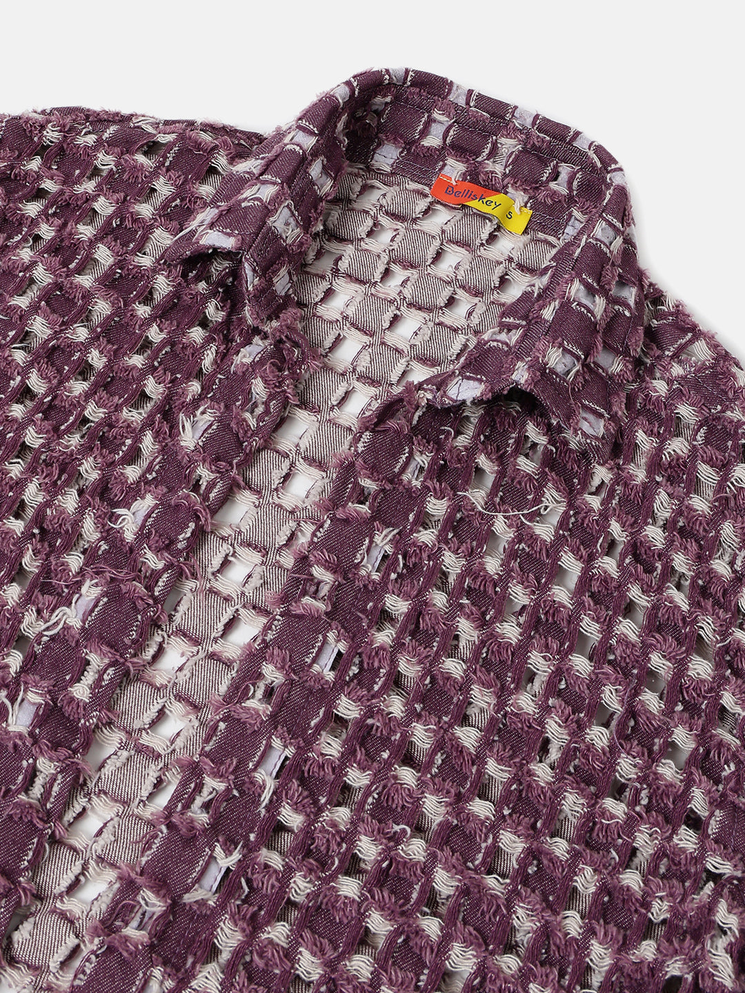 Maroon Denim Regular Fit Cropped Shirt