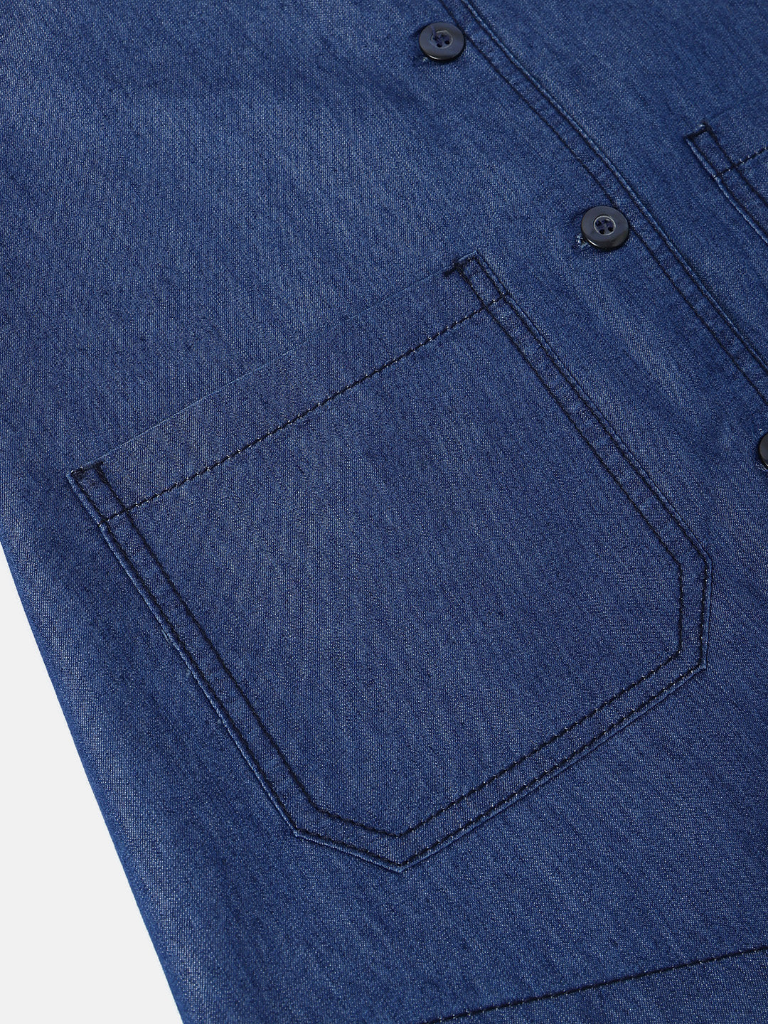 Blue Denim Solid Waistcoat Top