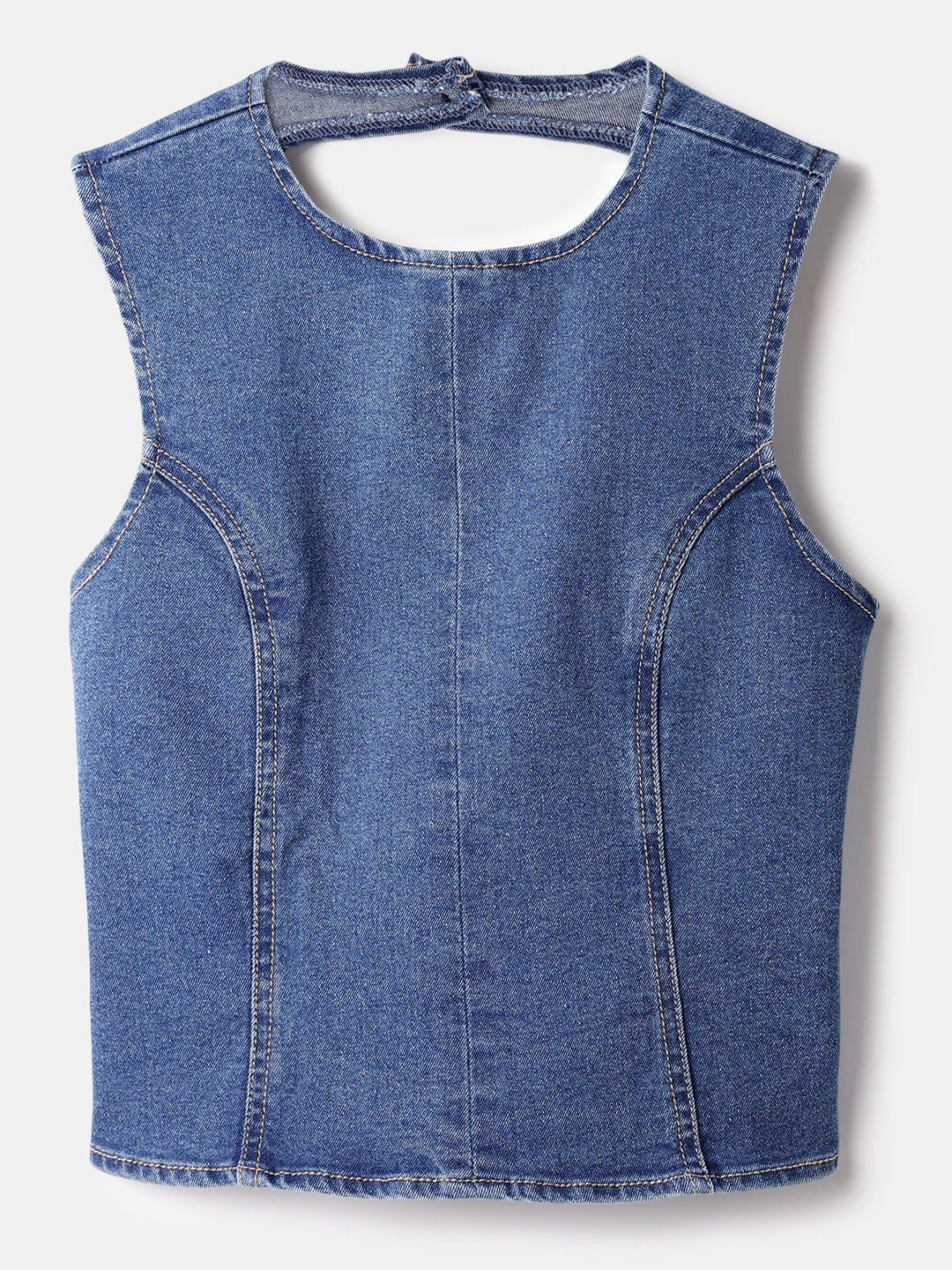 Blue Denim Sleeveless Top