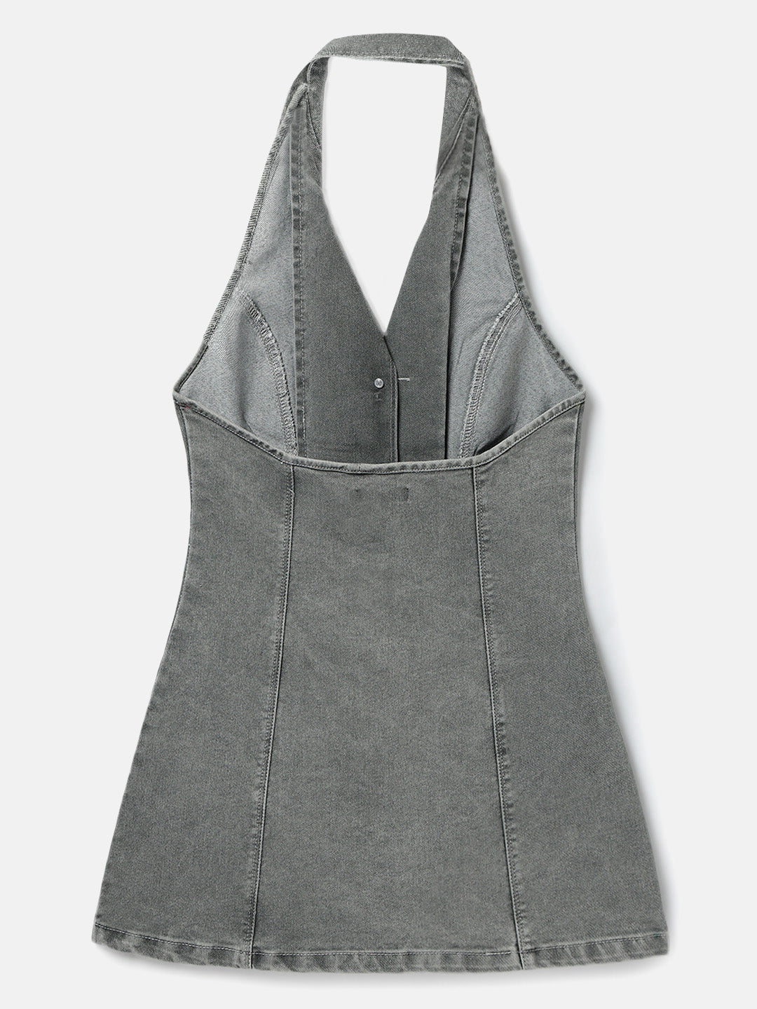 Grey Above Knee Regular Fit Denim Dress