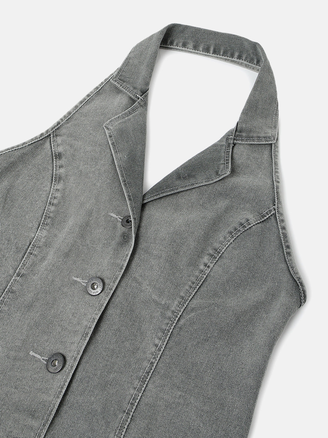 Grey Above Knee Regular Fit Denim Dress