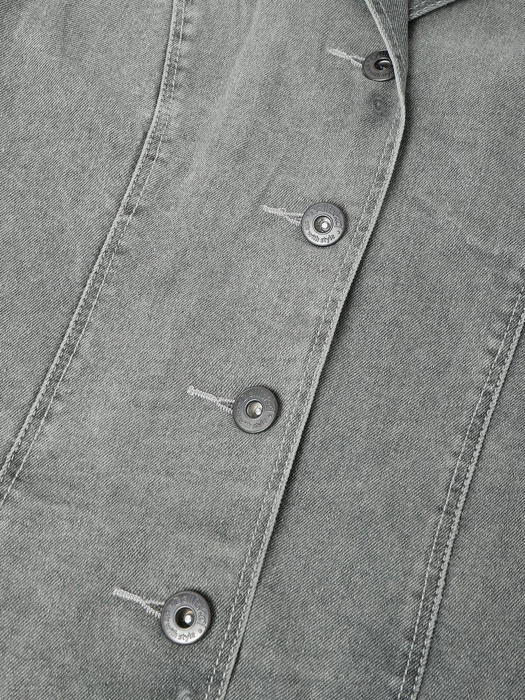 Grey Above Knee Regular Fit Denim Dress