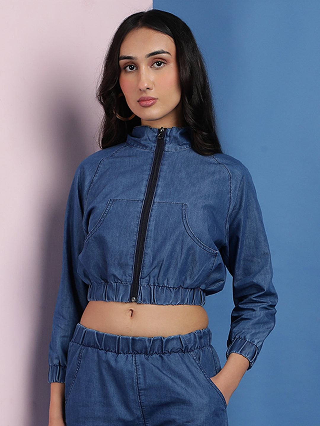 Dark Blue Denim Crop Top