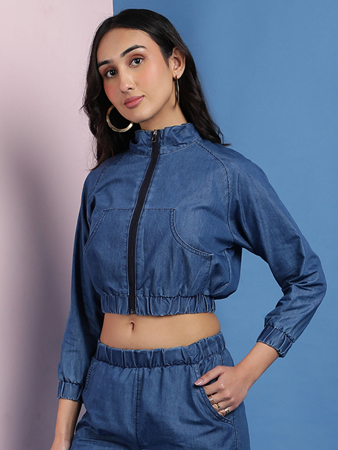 Dark Blue Denim Crop Top