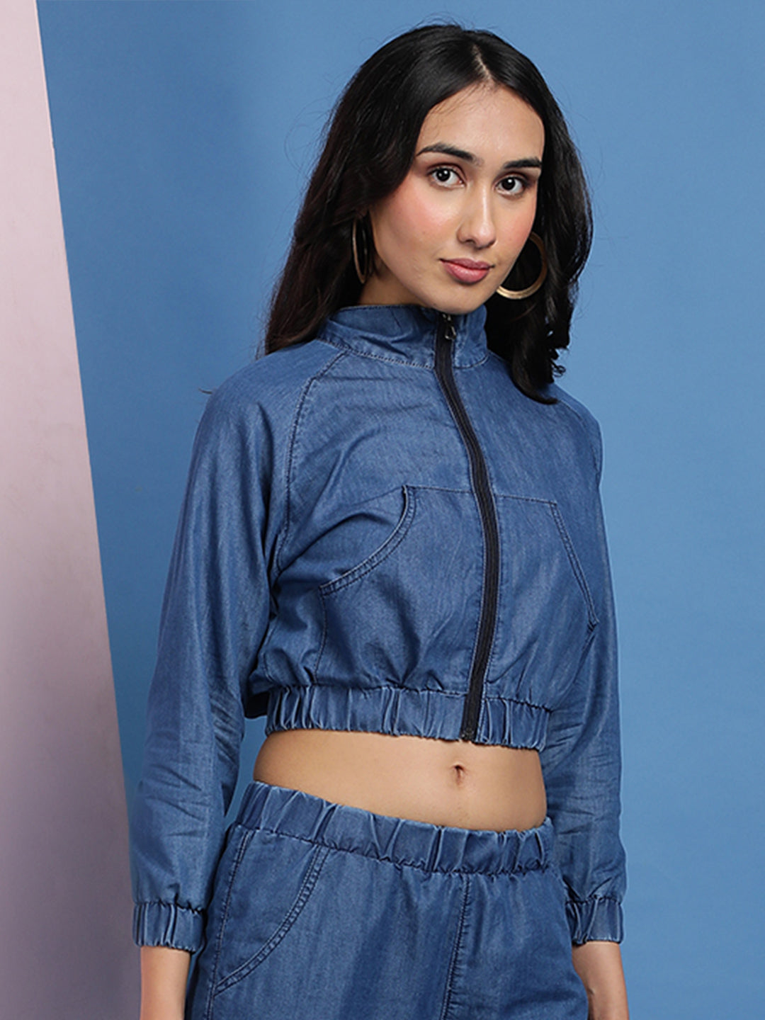 Dark Blue Denim Crop Top