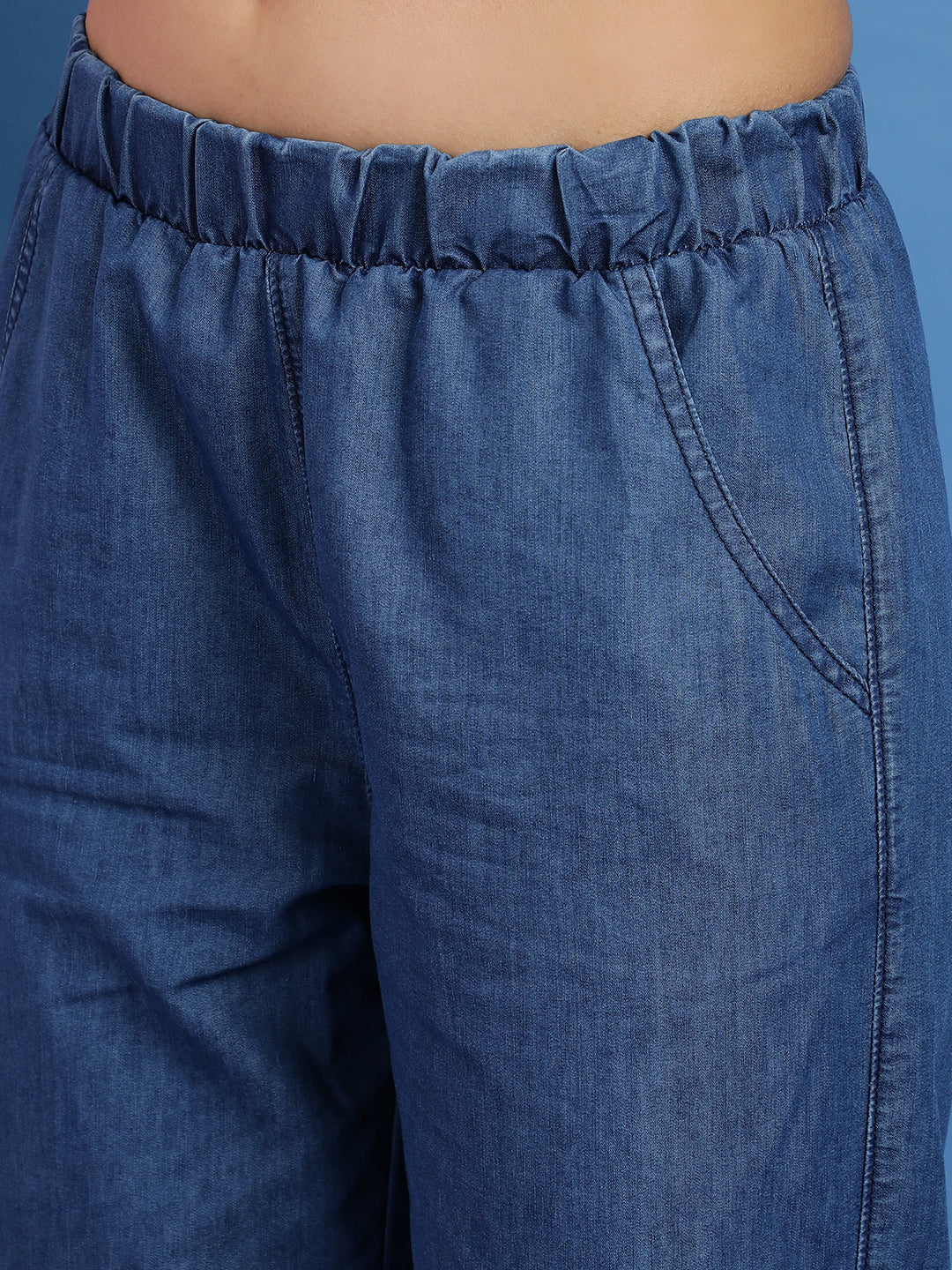 Dark Blue Jogger Fit Denim Trousers