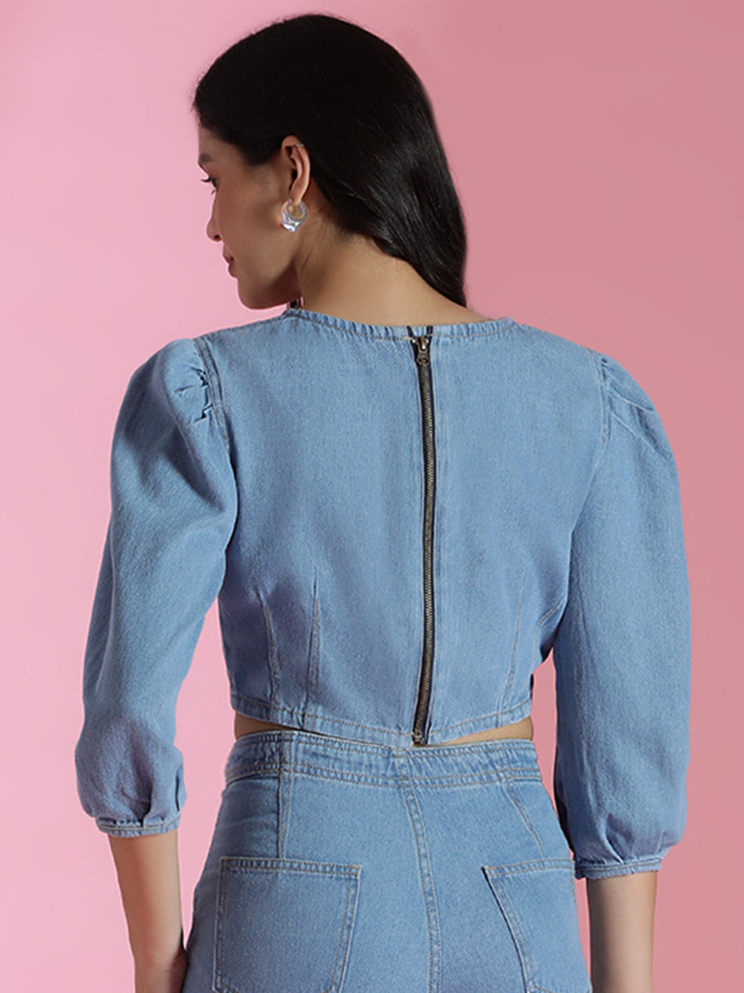 Light Blue Denim Crop Top