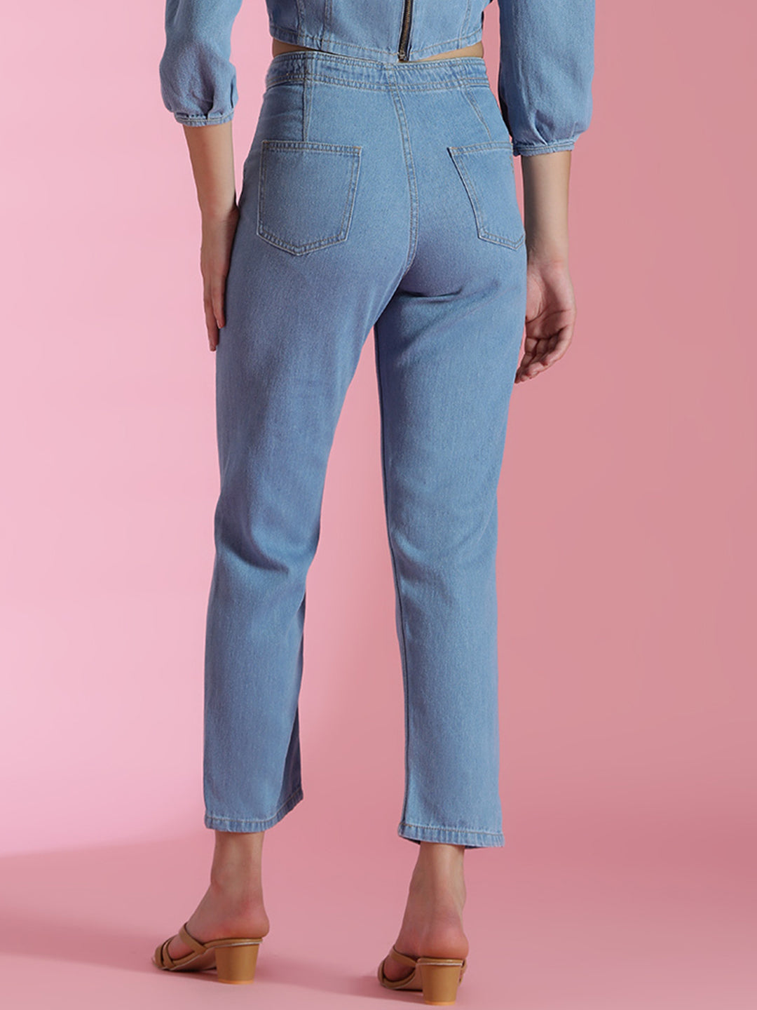 Light Blue Ankle Length Denim Jeans