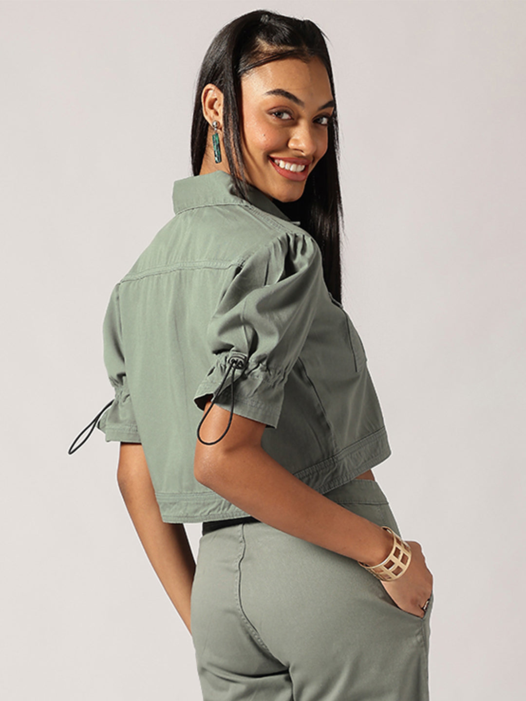 Matt Green Denim Cropped Shirts