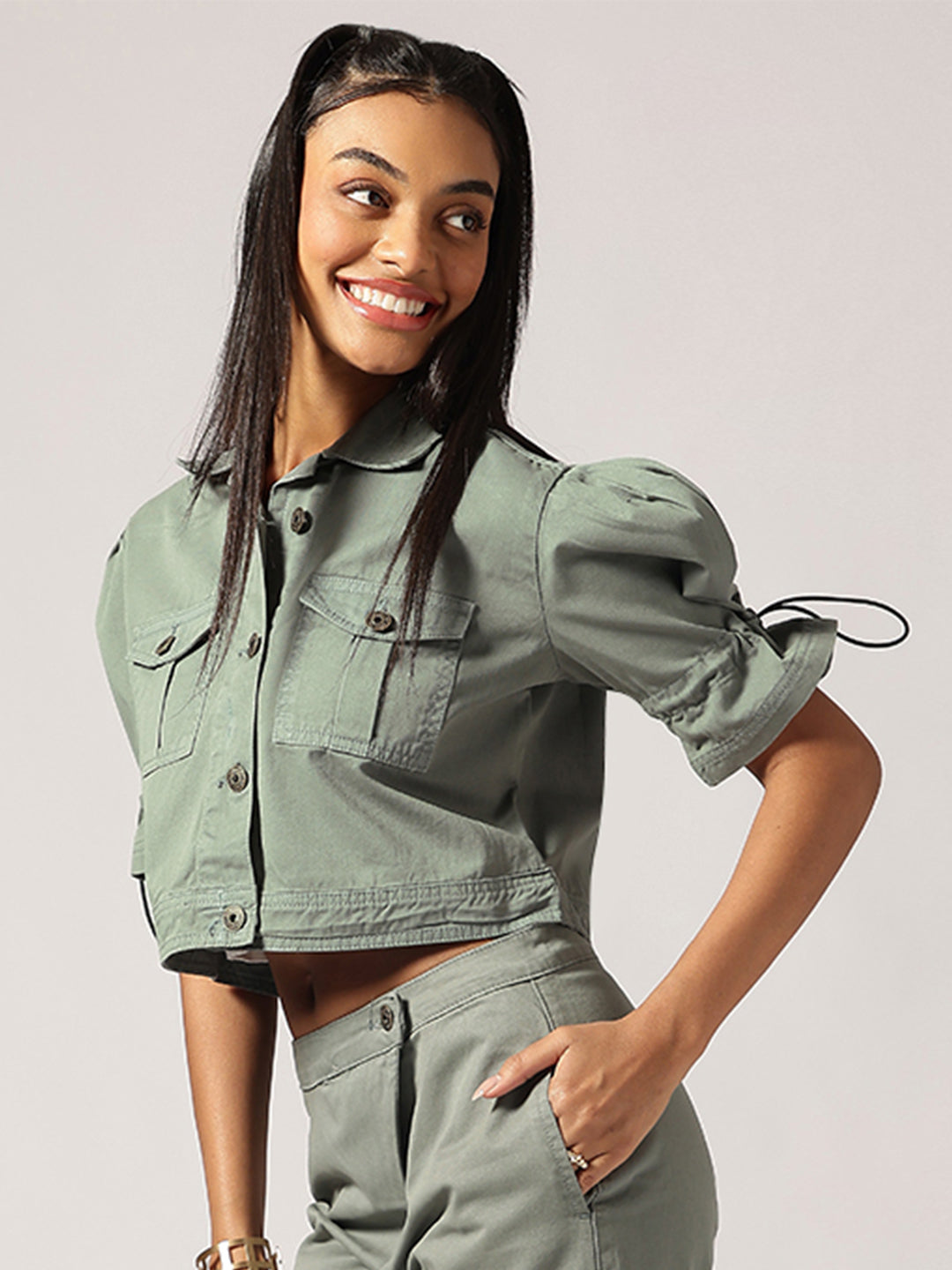Matt Green Denim Cropped Shirts