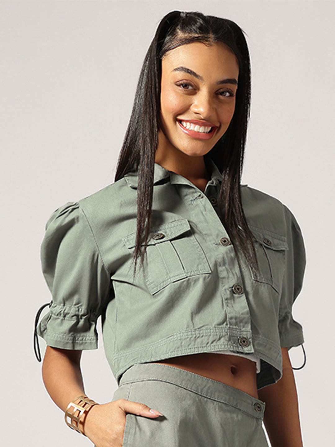 Matt Green Denim Cropped Shirts